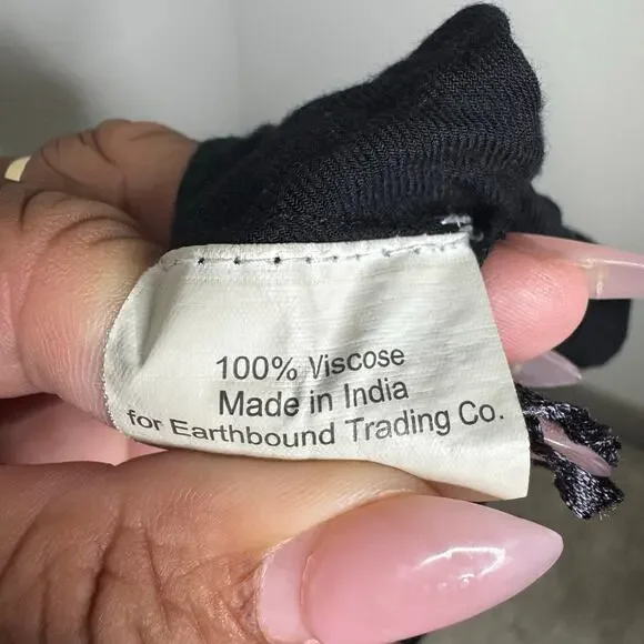 Earthbound Trading Co Black Boho Pants Women’s Large Drawstring Elastic Waist - Picture 4 of 11